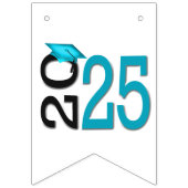 Afstuderen 2025 Blauwgroen en zwart Vlaggetjes (Eerste vlag)