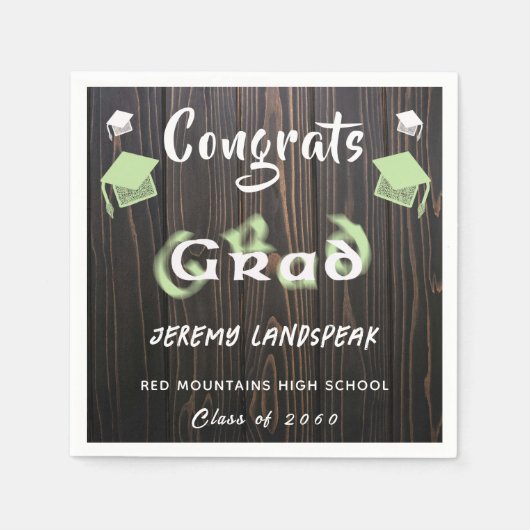 Afstuderen 2025 Bleek Groen & Wit Onscherpe Tekst Servet (Voorkant)