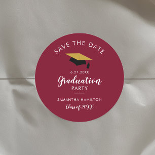 Afstuderen 2025 Bourgondië Save the Date Afstudeer Ronde Sticker
