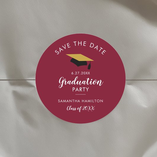 Afstuderen 2025 Bourgondië Save the Date Afstudeer Ronde Sticker
