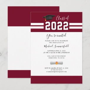 Afstuderen 2025 Bourgondië White Graduation Party Kaart