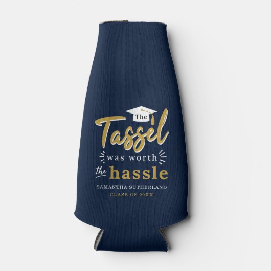 Afstuderen 2025 College Navy Blue Afstudeerder Par Flesjeskoeler (Voorkant)