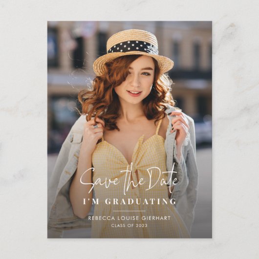 Afstuderen 2025 De datum opslaan Afstudeerder Foto Aankondigingskaart (Voorkant)