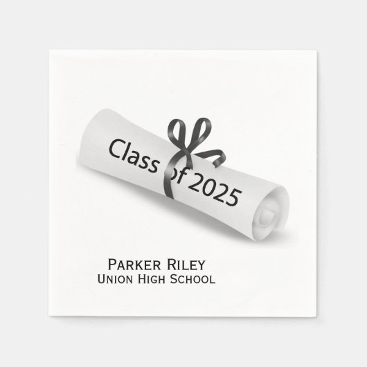 Afstuderen 2025 Diploma op wit Servet (Voorkant)