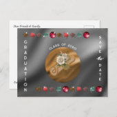 Afstuderen 2025 Disco Ball Diploma Save the Date Briefkaart (Voorkant / Achterkant)