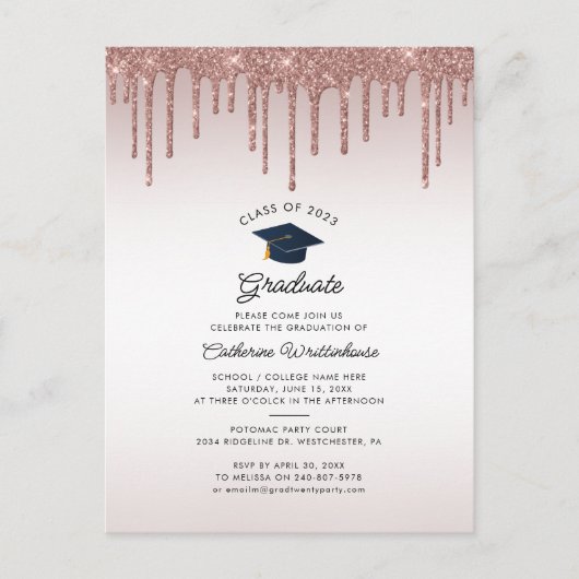 Afstuderen 2025 Elegant Afstudeerder Uitnodiging Briefkaart (Voorkant)