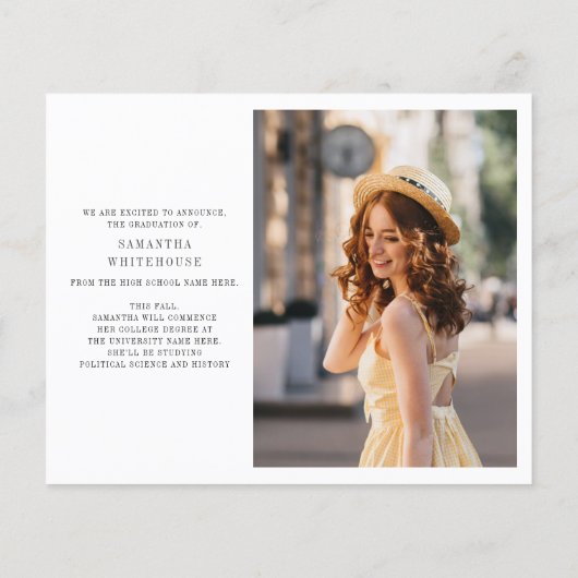 Afstuderen 2025 Elegante fotoaankondiging (Achterkant)