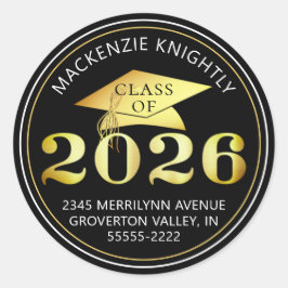 Afstuderen 2025 Faux Gold Foil Retouradres Ronde Sticker