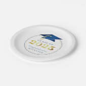 Afstuderen 2025 Faux Metallic Blue Gold Papieren Bordje (Gekanteld)