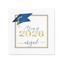 Afstuderen 2025 Faux Metallic Blue Gold Script