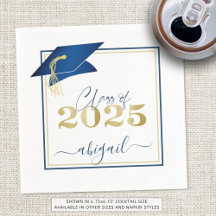 Afstuderen 2025 Faux Metallic Blue Gold Script