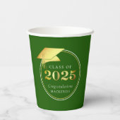 Afstuderen 2025 Faux Metallic Gold Green Papieren Bekers (Achterkant)