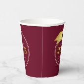Afstuderen 2025 Faux Metallic Gold Maroon Papieren Bekers (Rechts)