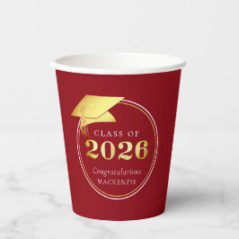 Afstuderen 2025 Faux Metallic Gold Red Papieren Bekers