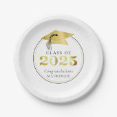 Afstuderen 2025 Faux Metallic Goud Gepersonaliseer Papieren Bordje (Voorkant)