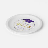 Afstuderen 2025 Faux Metallic Paarse Goud Papieren Bordje (Gekanteld)