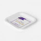 Afstuderen 2025 Faux Metallic Paarse Goud Script Papieren Bordje (Gebogen)