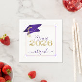 Afstuderen 2025 Faux Metallic Paarse Goud Script Servet (Insitu)