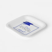 Afstuderen 2025 Faux Metallic Royal Blue Silver Papieren Bordje (Gebogen)