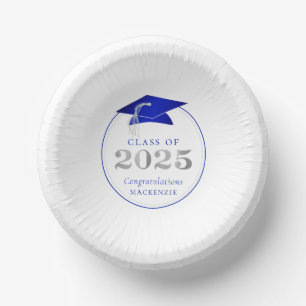 Afstuderen 2025 Faux Metallic Royal Blue Silver Papieren Kommen