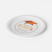 Afstuderen 2025 Faux Metallic Sinaasappel Zwart Papieren Bordje (Gekanteld)