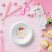 Afstuderen 2025 Faux Metallic Sinaasappel Zwart Papieren Kommen (Feest)