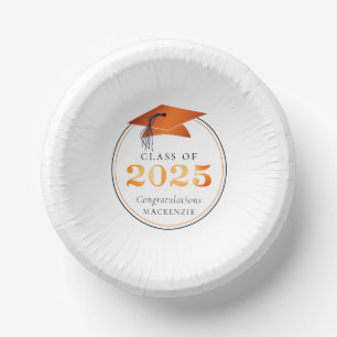 Afstuderen 2025 Faux Metallic Sinaasappel Zwart Papieren Kommen
