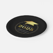 Afstuderen 2025 Faux Metallic Zwart Goud Papieren Bordje (Gekanteld)