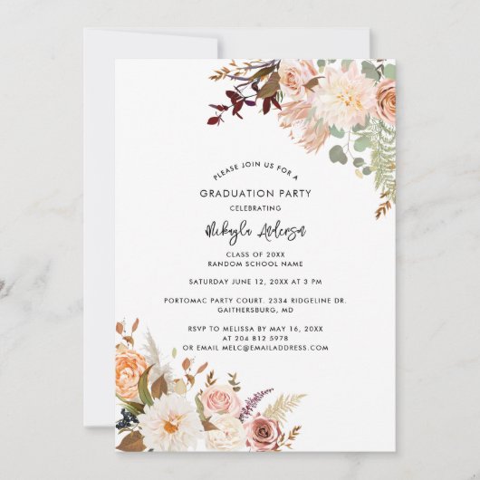 Afstuderen 2025 Floral Afstudeerder Fotofeest Kaart (Voorkant)