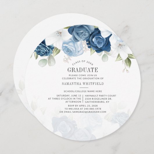 Afstuderen 2025 Floral Afstudeerder Party Kaart (Voorkant / Achterkant)