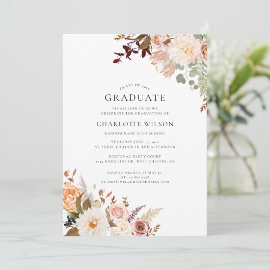 Afstuderen 2025 Floral Afstudeerder Party Kaart (Staand voorkant)