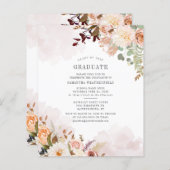 Afstuderen 2025 Floral Afstudeerder Party Uitnodig (Voorkant / Achterkant)