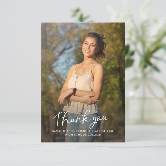 Afstuderen 2025 Foto Afstudeerder Dank u kaart (Staand voorkant)