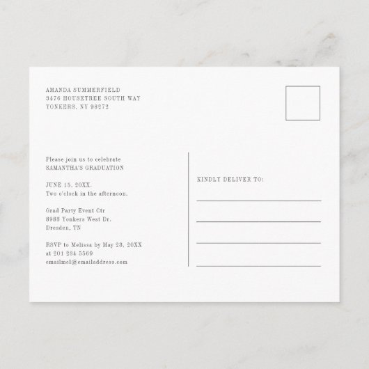 Afstuderen 2025 Foto Afstudeerder Party Script Uitnodiging Briefkaart (Achterkant)