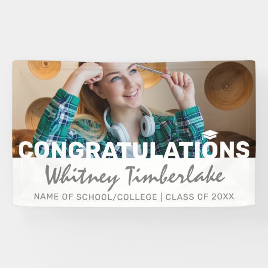 Afstuderen 2025 Foto gefeliciteerd Spandoek (Horizontaal)