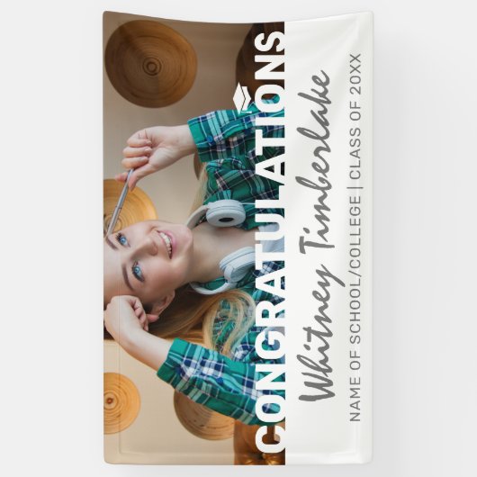 Afstuderen 2025 Foto gefeliciteerd Spandoek (Verticaal)