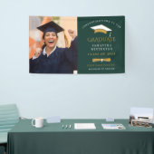 Afstuderen 2025 Foto Gold Green Afstuderen Party Spandoek (Beurs)