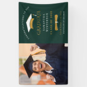 Afstuderen 2025 Foto Gold Green Afstuderen Party Spandoek (Verticaal)