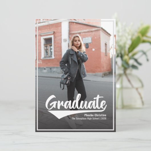 Afstuderen 2025 Foto Middelbare School Afstudeerde Aankondiging (Staand voorkant)