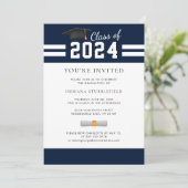 Afstuderen 2025 Foto Navy Blue Afstuderen Party Kaart (Staand voorkant)