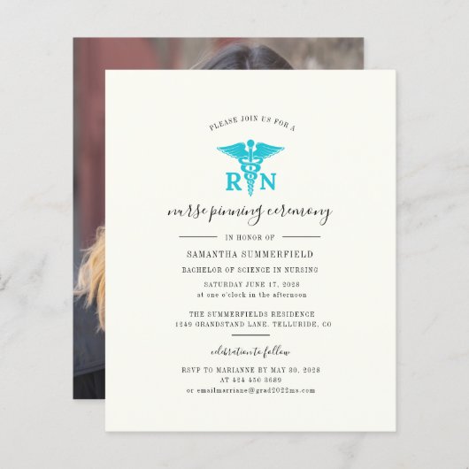 Afstuderen 2025 foto Nurse Pinning Invitation (Voorkant / Achterkant)