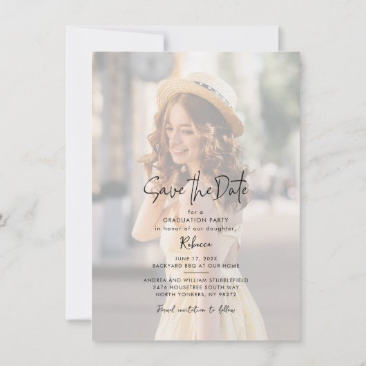 Afstuderen 2025 Foto Opslaan van de Datum Aankondi (Achterkant)