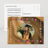 Afstuderen 2025 Foto Red Disco Ball Save the Date Briefkaart (Voorkant / Achterkant)