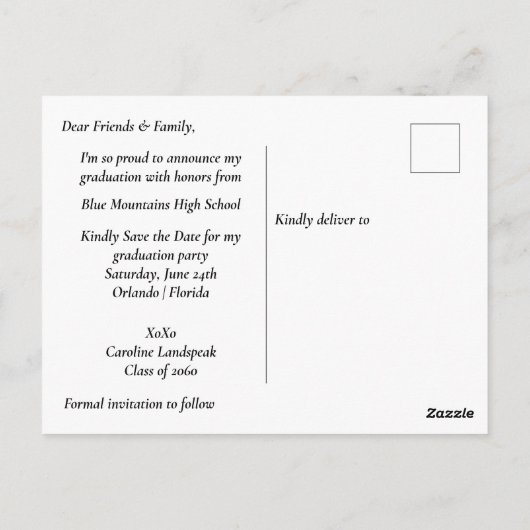 Afstuderen 2025 Foto Red Disco Ball Save the Date Briefkaart (Achterkant)