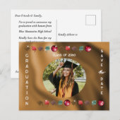 Afstuderen 2025 Foto Rode Disco Bal Save the Date Briefkaart (Voorkant / Achterkant)