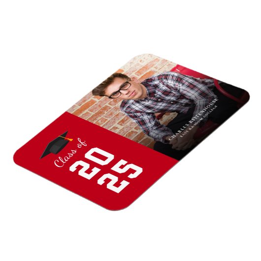 Afstuderen 2025 Foto Rood Wit Afstudeerder Aankond Magneet (Linkerzijde)