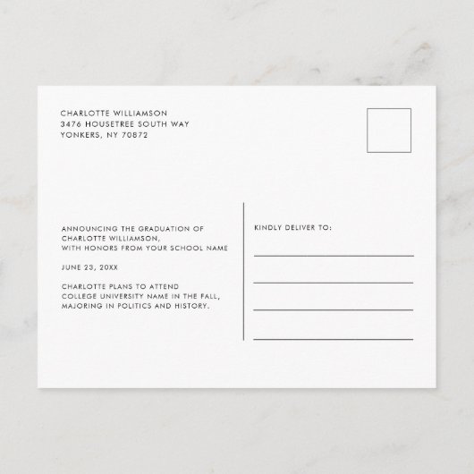 Afstuderen 2025 Foto Rood Wit Afstudeerder Aankondigingskaart (Achterkant)