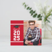 Afstuderen 2025 Foto Rood Wit Uitnodiging (Staand voorkant)