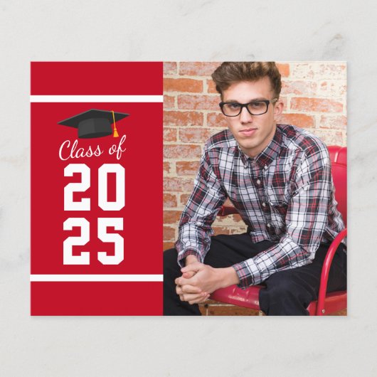 Afstuderen 2025 Foto Rood Wit Uitnodiging (Voorkant)