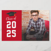 Afstuderen 2025 Foto Rood Wit Uitnodiging (Voorkant)